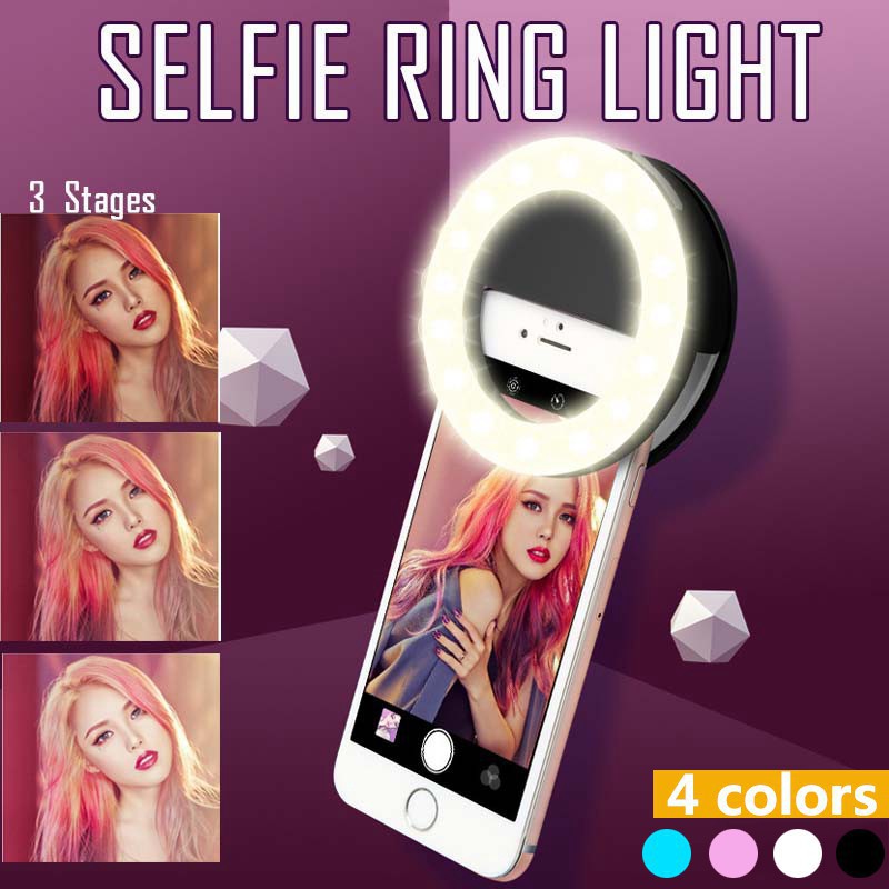 LEDセルフィーリングライト,3レベル調整モード,USB充電 - Photography Lighting Description のレビューと価格