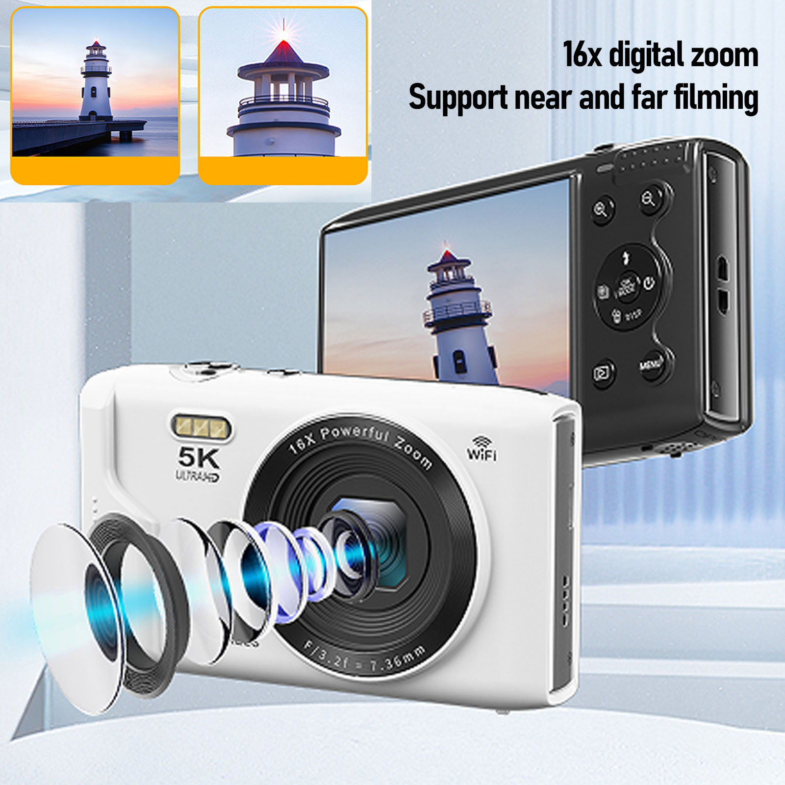 5Kデジタルカメラ 72MP 16倍ズーム ポータブル 2. - Photography Lighting For Beginners のレビューと価格