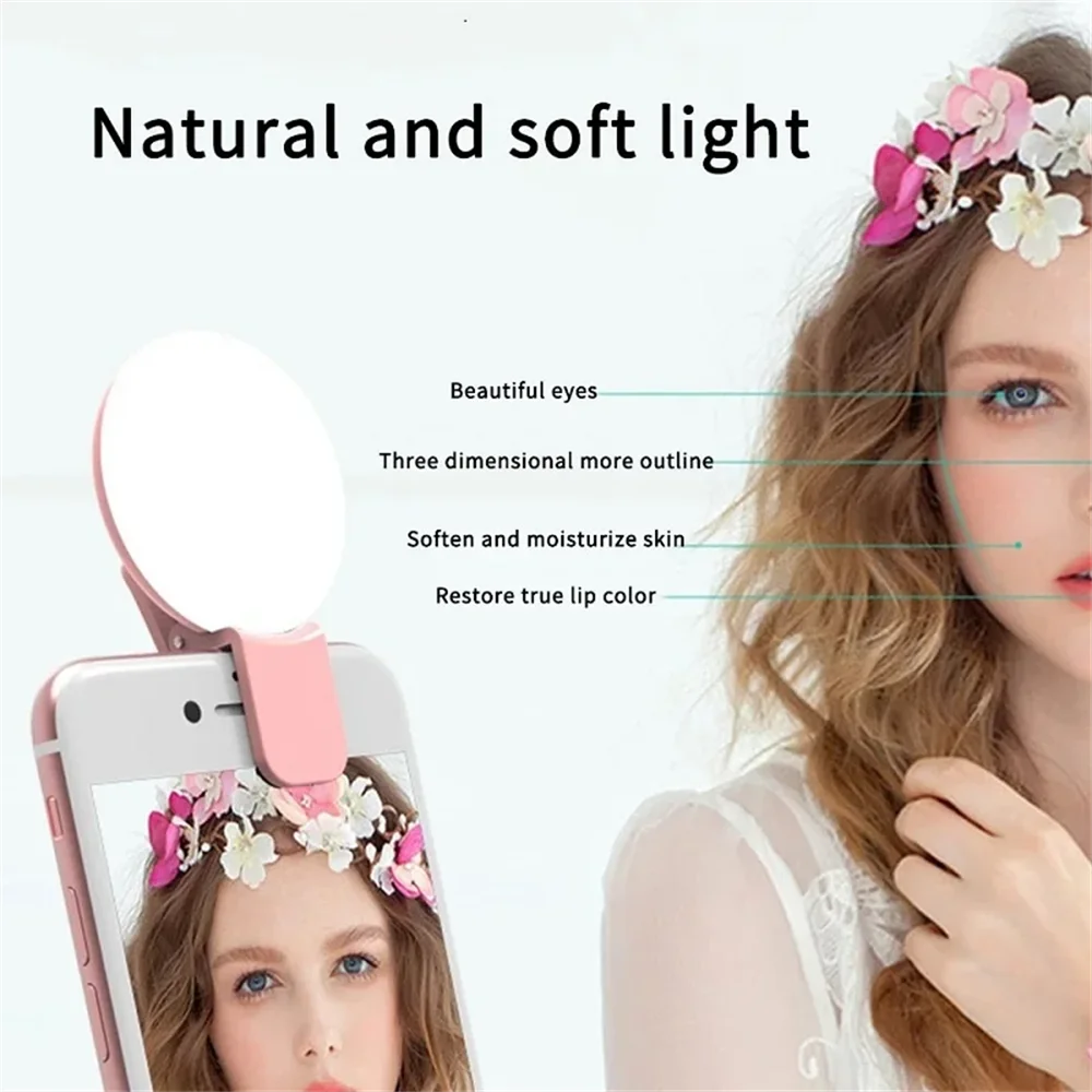 携帯用ミニ自撮りリングライト、LEDランプ、USB充電式、写 - Photography Lighting Description のレビューと価格