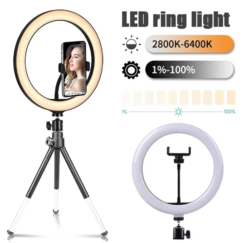 10インチ自撮りリングライト写真撮影用フィルライトLEDリン - Photography Lighting Description のレビューと価格